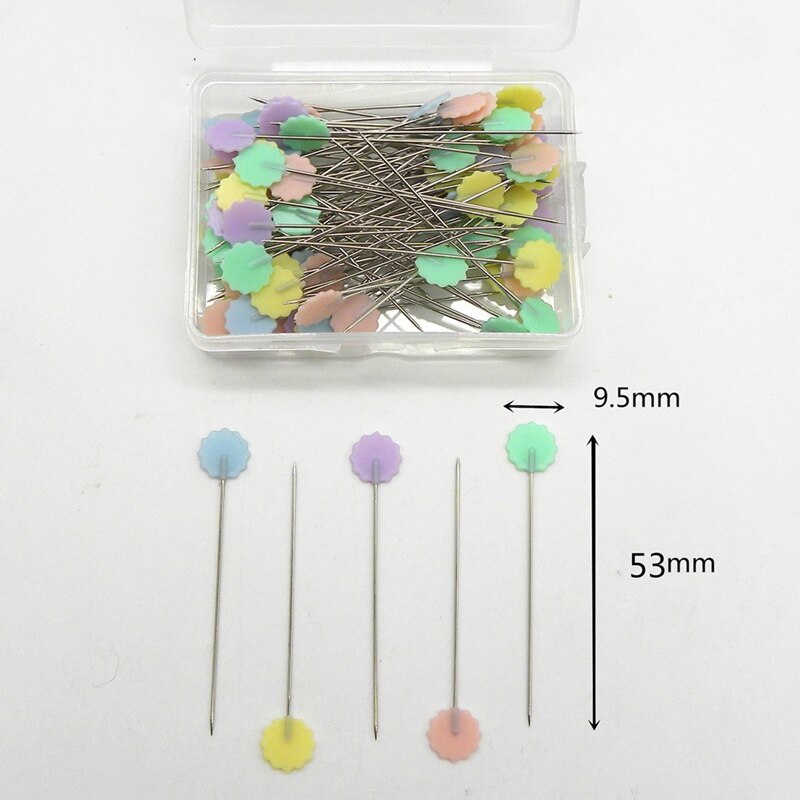 Lote de alfileres del remiendo, accesorios de costura, flor, mariposa, corbata, botón, Pin de localización, aguja de posicionamiento con caja, 100 unidades