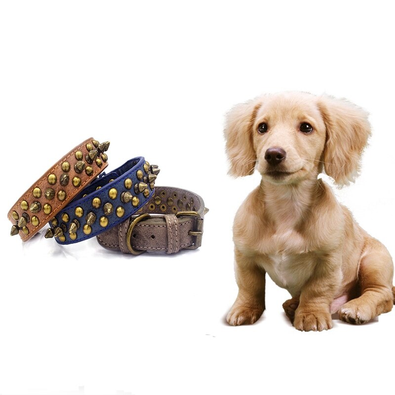 Awesome Safety Adjustable Pet Collar For Small, Medium, Large Dogs Pet Spiked Leather Dog Collar Puppy Supplies
