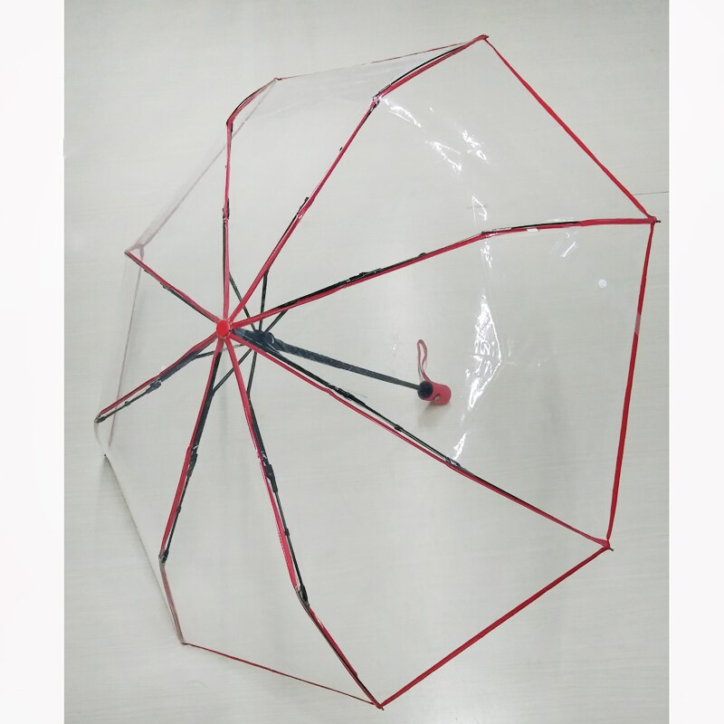 Paraguas transparente para hombre y mujer, sombrilla plegable totalmente automática, de lujo, transparente, para la lluvia, para exteriores, color negro y rosa