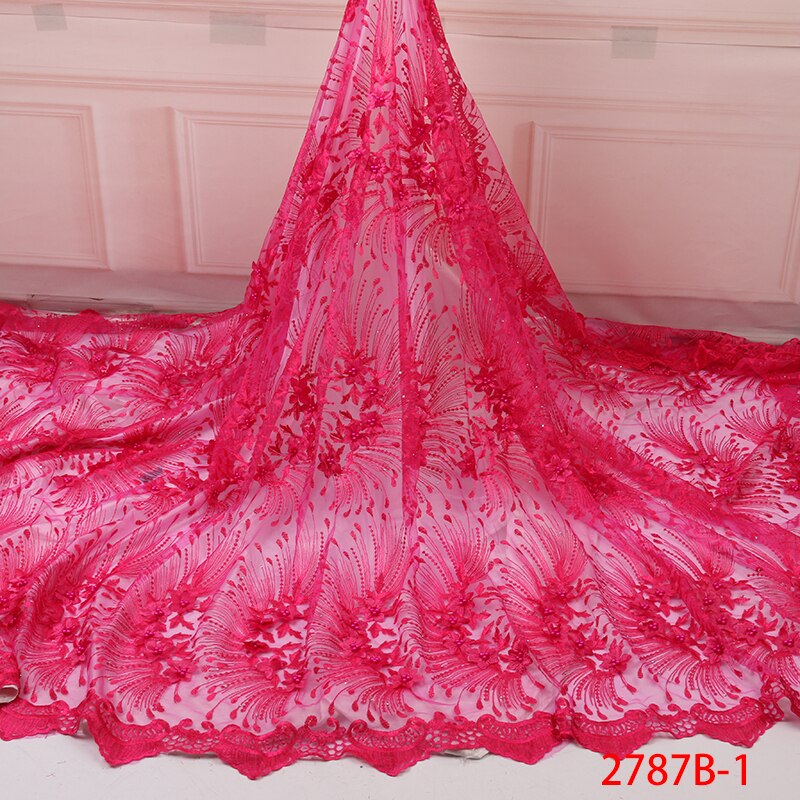 Tissu africain en dentelle, Tulle de , broderie française,