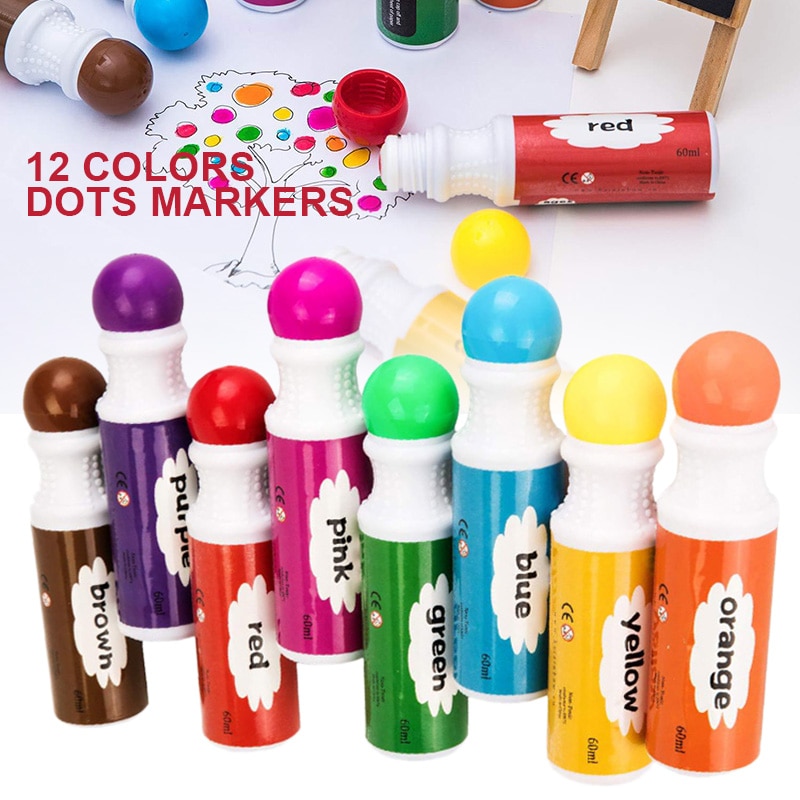 12 pièces/ensemble points marqueurs lavable facile à saisir stylos de marquage Non toxiques pour enfants fournitures scolaires étudiant peinture dessin Art Sationery
