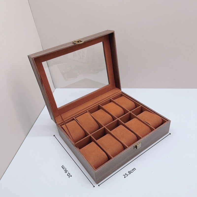 Houten horlogedoos met 6/10/12 vakken, horlogedisplay, sieradenhouder, opbergorganizer voor horloges.: Blauw