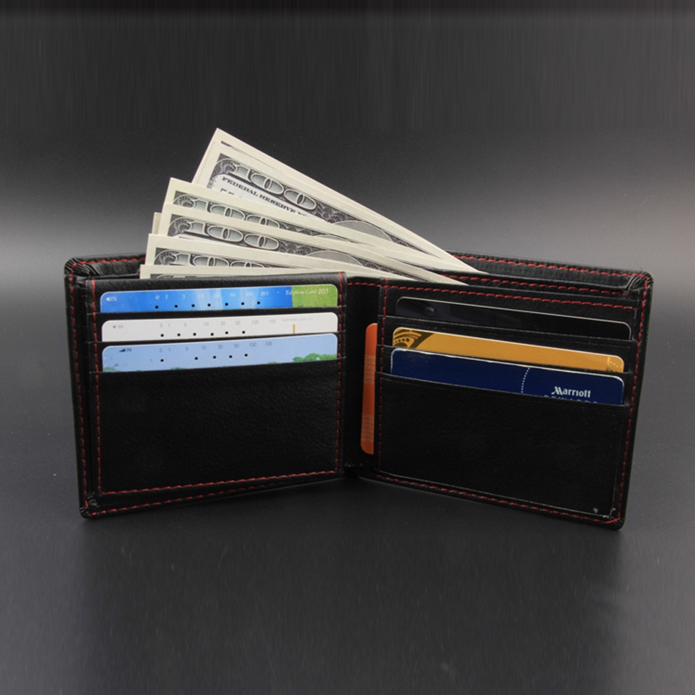 Men Wallet Bifold Business Leather Wallet ID Credit Card Holder Thin Small Leather Purse Pockets #ND