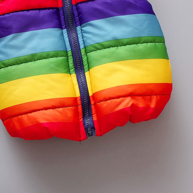 Autunno Ragazzo Giacca Gilet Abbigliamento per Bambini Arcobaleno A Righe di Modo Dei Bambini Vestiti Della Ragazza con Cappuccio Gilet casuale Ragazzi bambino Outwear