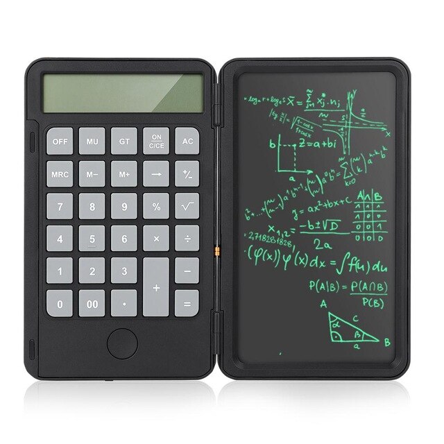 folding elektronisk kalkulator kalligrafi notisblokk doodling lcd oppladbar tegning håndskrift pads notat pute: Svart