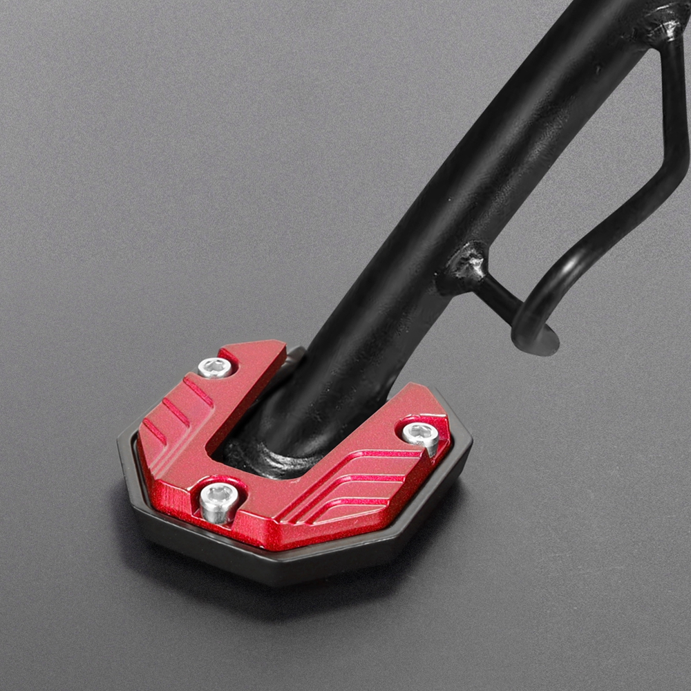 Universele Scooter Motorcycle Bike Kickstand Extender Voet Zijstandaard Extension Pad Ondersteuning Plaat Antislip Vergrote Basis: Rood