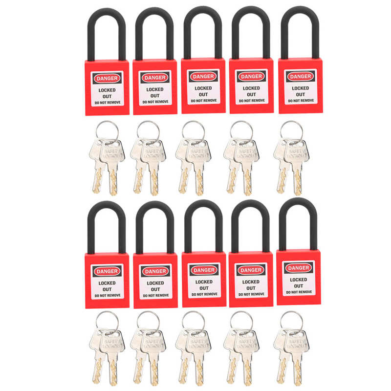 lock smart door lock 10 Sets 38mm Lockout Lock Dustproof Nylon Industrial Engineering Insulation Security Tool for Factories: Red