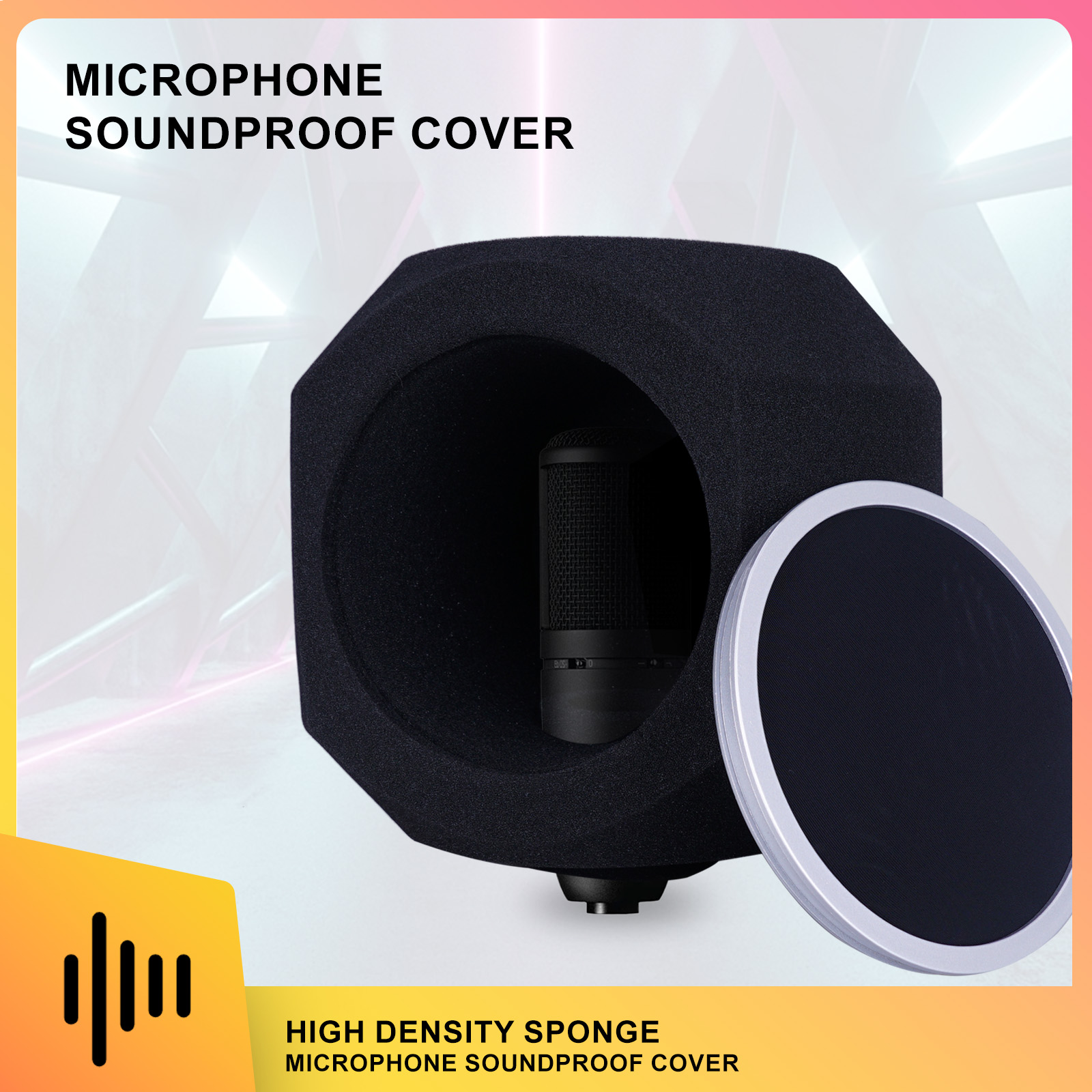 Mikrofon-Windschutz, Pop-Filter, Isolationsball, akustisch, für Aufnahmestudios, Mikrofon, schallabsorbierender Schaumstoff, fünfseitige Dichtung