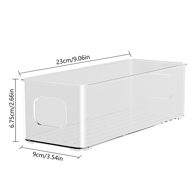 Contenedores organizadores para refrigerador, estante de almacenamiento de alimentos de plástico transparente apilable con asas, caja de almacenamiento de pestañas, organizador de maquillaje, 1 ud.: Default Title