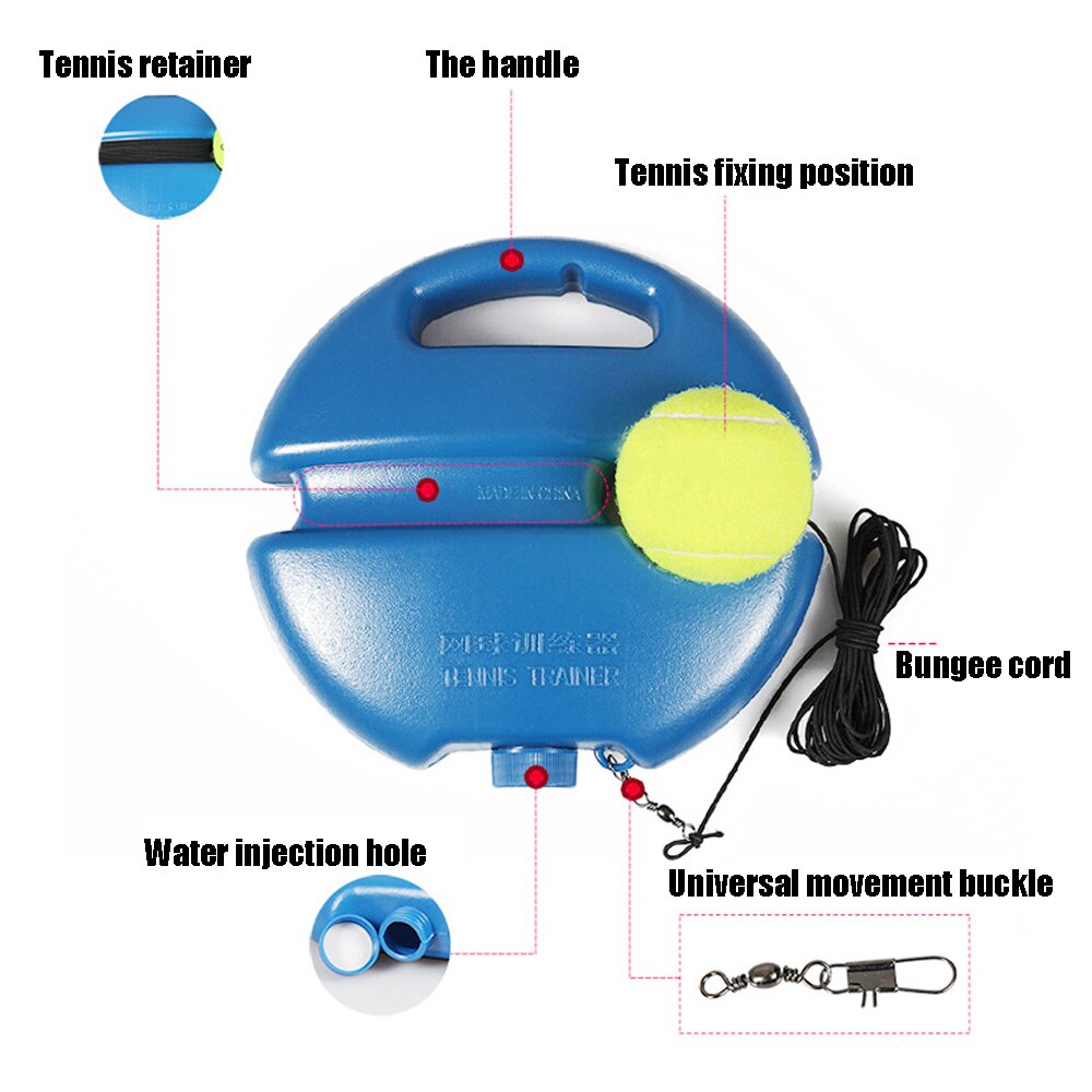 Entrenador de pelota de tenis de una sola persona, pelota azul de auto-Estudio, Ayuda de entrenamiento, herramienta de práctica, suministro con Base de cuerda elástica
