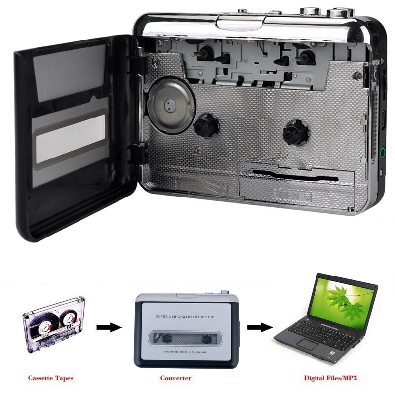USB Cassette Tape Converter Cassette to MP3 Audio capture Music Walkman Player Tape to PC Portable Cassette-to-MP3 Converter