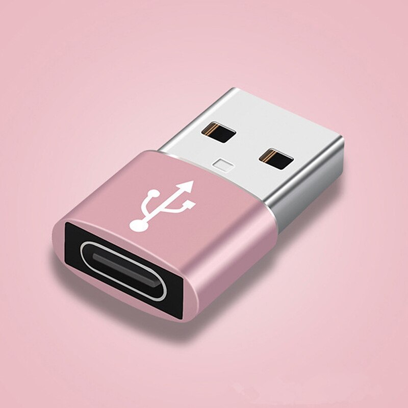 5pcs Type C Female to USB Male Adapter For iPhone 12 11 Samsung Note 20 S20 Ultra Huawei Converter For Macbook Air Pro: Pink