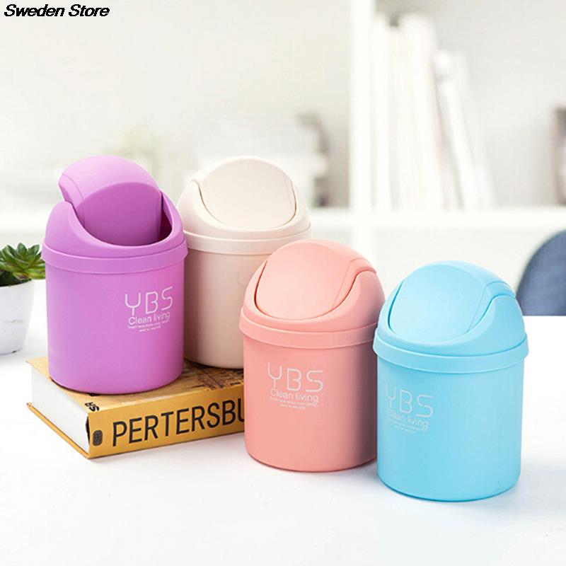 1PC Cute Mini Desktop Cleaning Barrel Small Desk Organizer Storage Dustbins Desktop Storage Box Waste Container