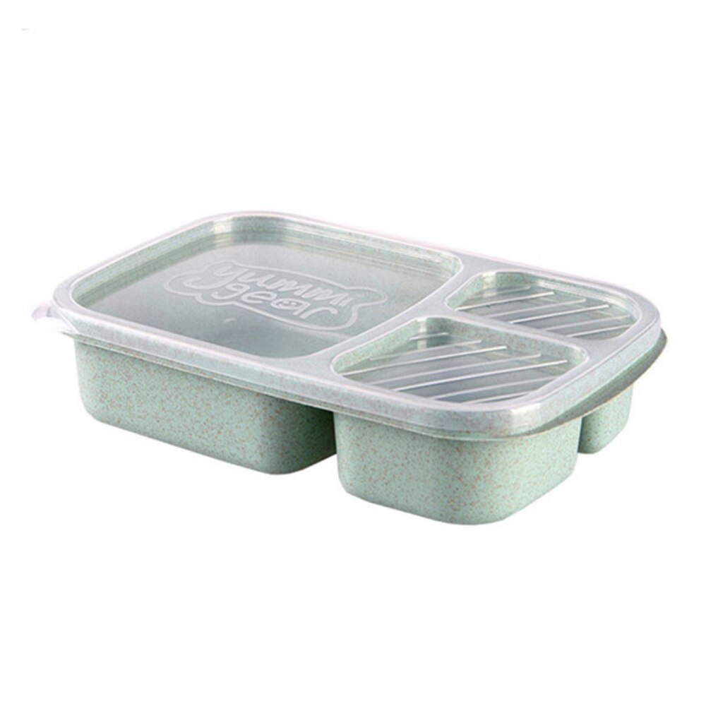 Eco-friendly Food Container Storage Fruit Boxes Snack Case Microwave Heat Resitance Bento Box Portable Wheat Straw Lunch Box: Green