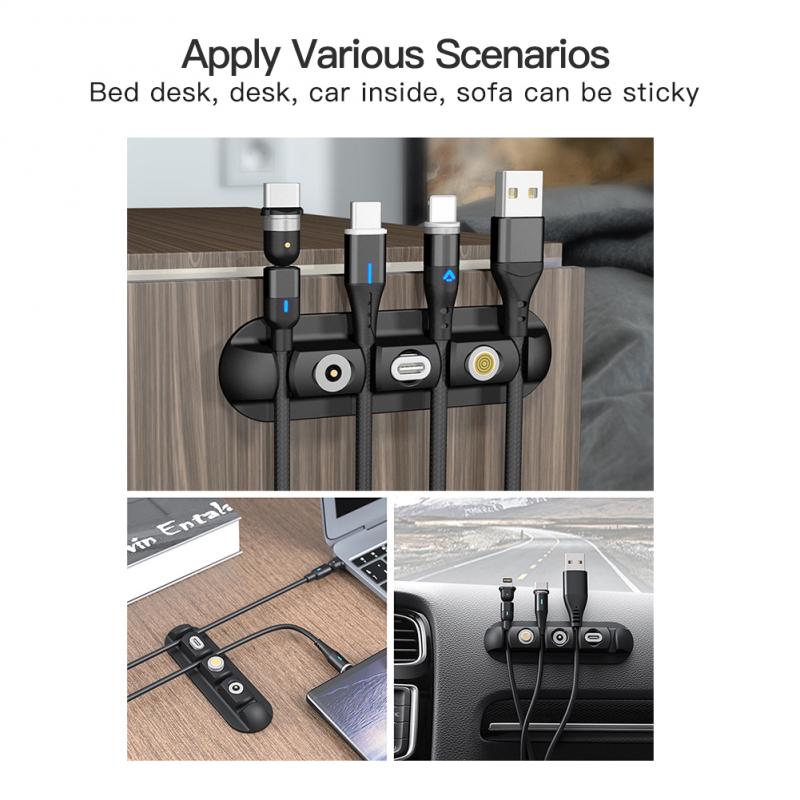 Mobiele Telefoon Accessoires Telefoon Kabel Organizer Magnetische Kabelmanagement Usb Kabels Houder Siliconen Flexibele Desktop Clips