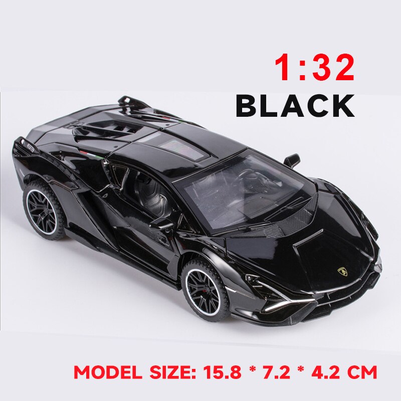 Miniatura Diecast 1:24 modello di auto in lega siano FKP37 Supercar collezione di veicoli in metallo per regalo per bambini giocattolo di compleanno bambini ragazzi: 1 32 SIAN Black