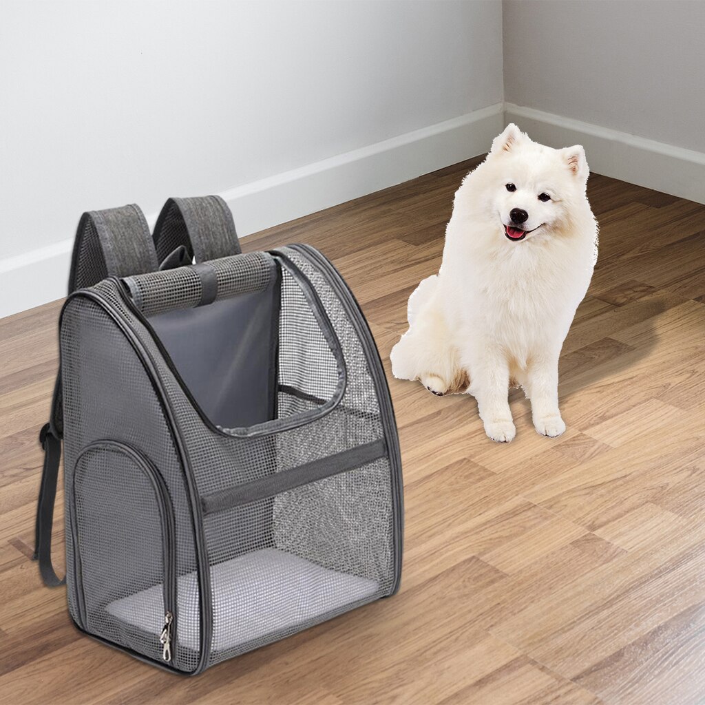 Large Pet Carrier Backpack Portable Cat Dog Travel Bag Breathable Rucksack: Gray