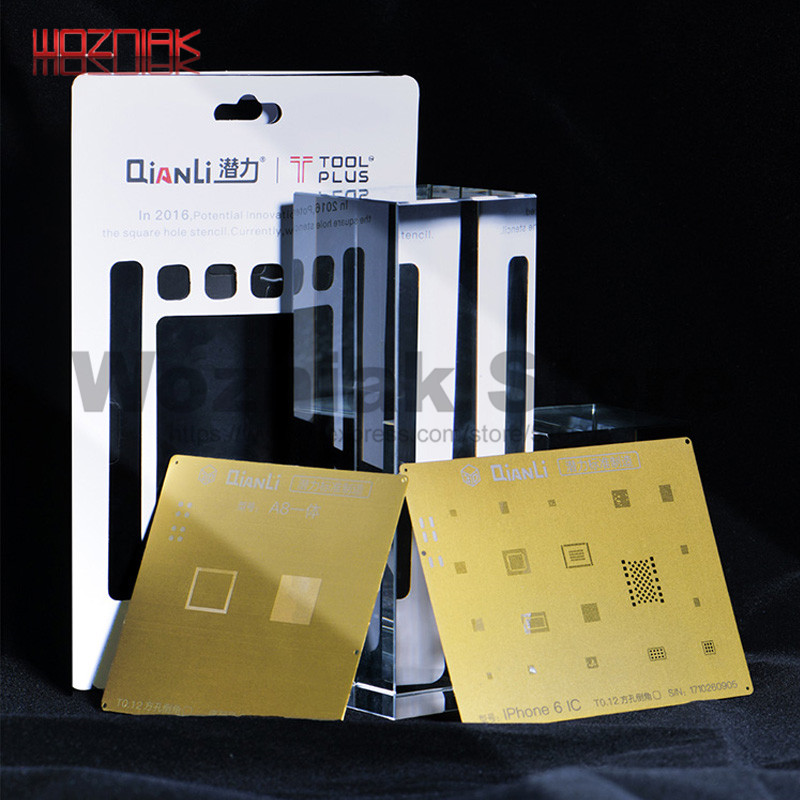 QIANLI IOS Golden 3D Steel Mesh NAND baseband IC/CPU A8 A9 A10 A11 3D BGA Reballing Stencil for IPHONE 6 6S 7 7P 8P T0.12 net