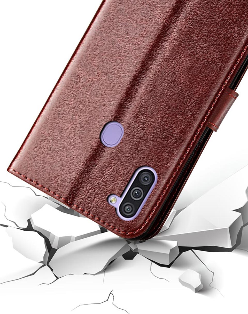 Lujosa funda abatible de cuero para Samsung Galaxy A11, funda trasera para Samsung A11 A 11 A115F