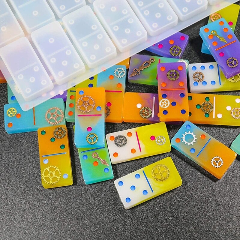 Domino żywica epoksydowa formy domino schowek silikonowe formy DIY rzemiosło pojemnik na biżuterię uchwyt odlewania narzędzia