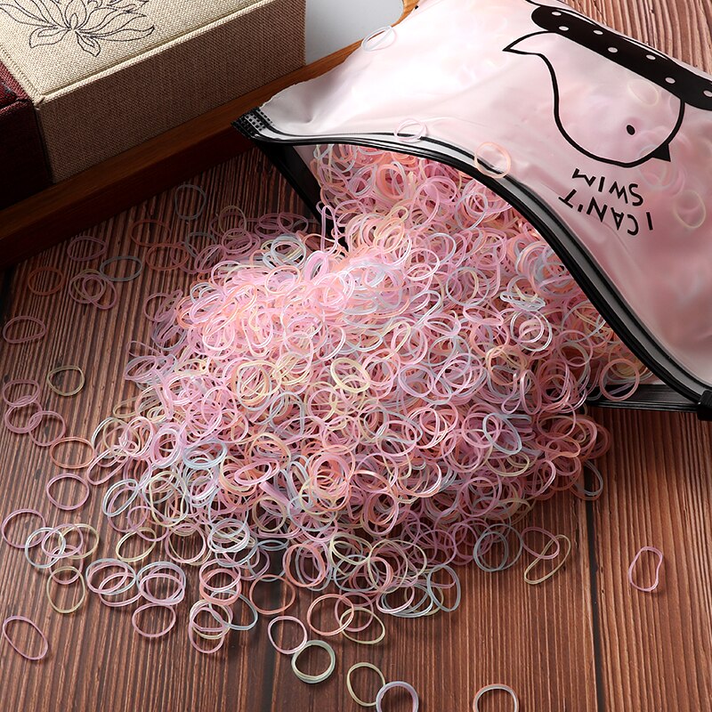 Gomas de pelo elásticas para niña, gomitas de nailon para coletas, diademas para el cabello, accesorios infantiles, 2000 unidades: 1000pcs / Bird bag-5