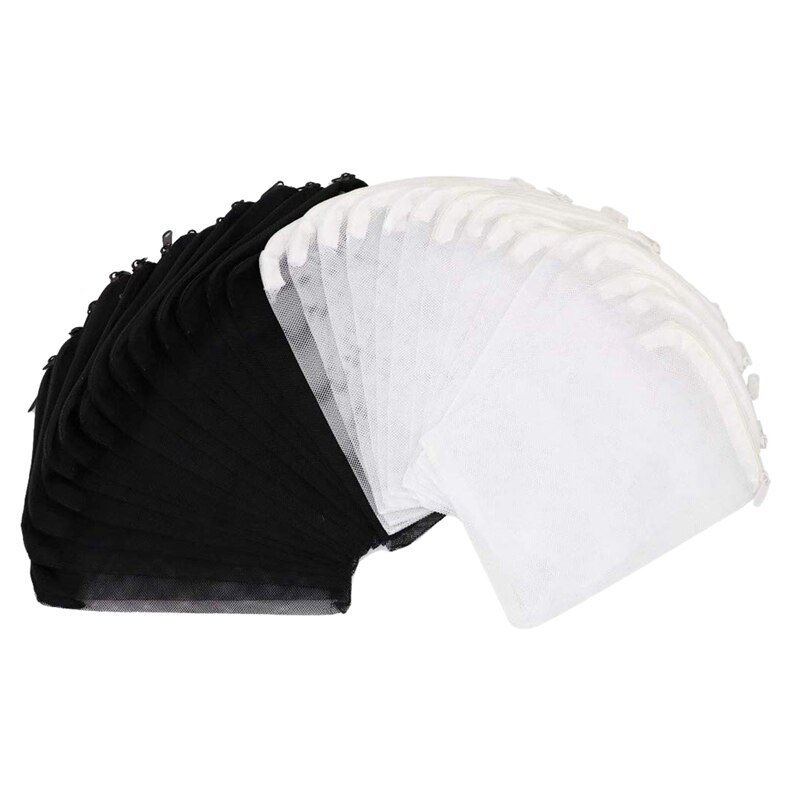 30 pakke akvarium mesh media filter poser high flow mesh bag gjenbrukbare nettposer med plastglidelås for fisketank bio baller pelleti