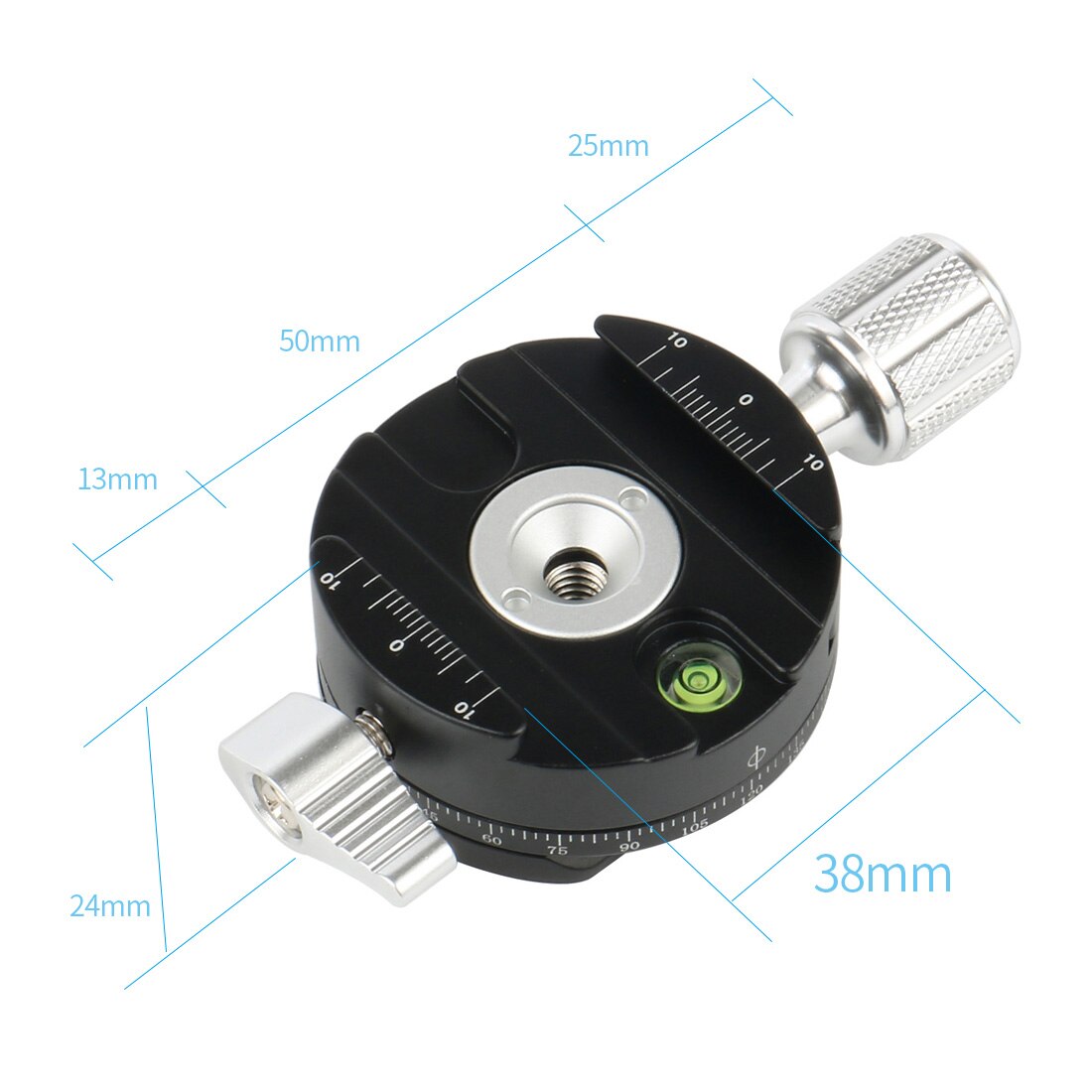 Aluminum Alloy 360degree Rotation Tripod Panorama Base Head Clamp Quick Release Plate Clamps with Conversion Screw Photography