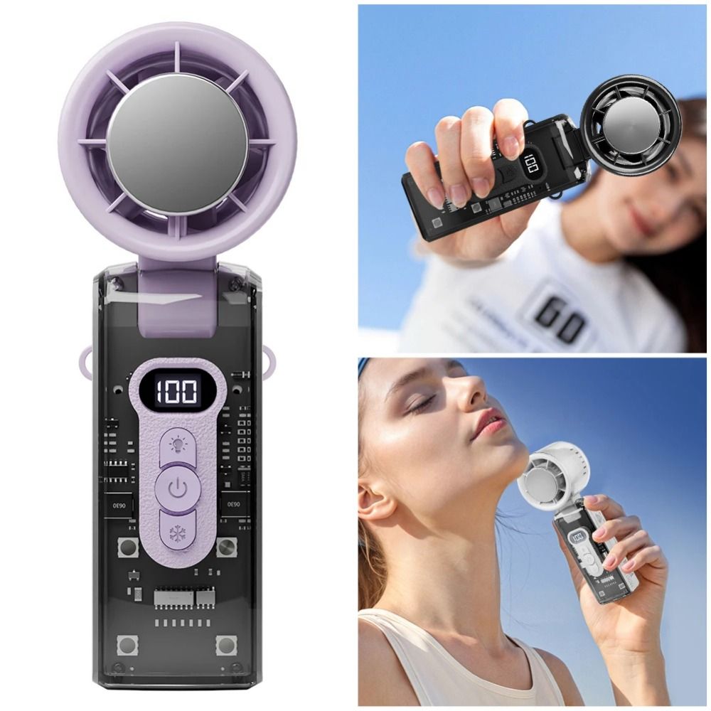 Opvouwbare persoonlijke koelventilator met 100 snelheden, draagbare mini-handventilator, usb-oplaadbaar, 3600 mah, opvouwbare reisventilator