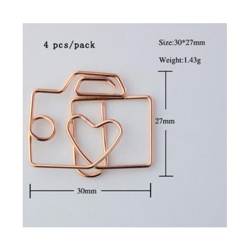 4Pcs In Oro Rosa di Carta Pinze Segnalibro Planner Strumenti Strumenti di Scrapbooking Memo Clip In Metallo Binder Paperclip ndex segnalibro per i libri: 5
