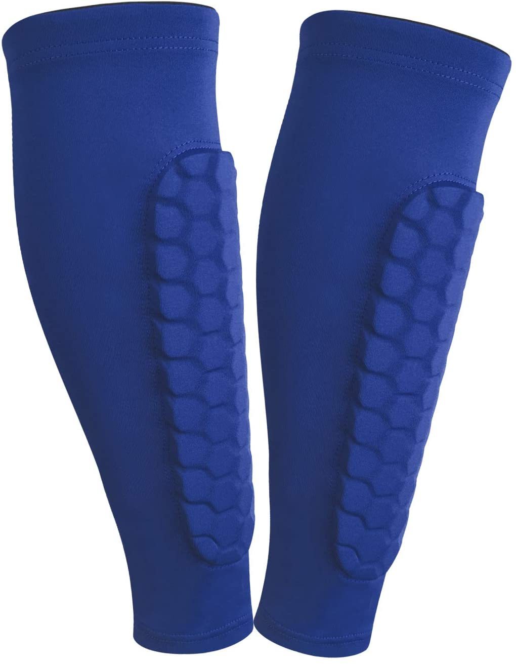 2 sztuk piłka nożna ochraniacz piszczeli dla piłkarzy Honeycomb antykolizyjna nalogenniki Protector opaska na łydkę Kickboxing Shinguards dorośli młodzież: Blue / XL
