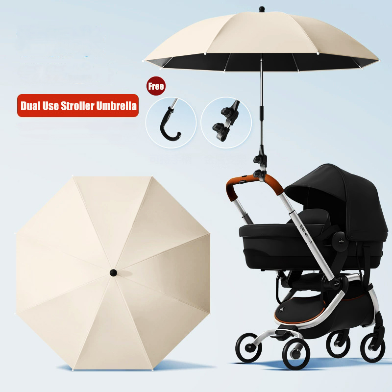 Clip-on Universele Baby Parasol 85 cm Diameter 2 in 1 Kinderwagen Paraplu Voor Zonnescherm Regenbestendig kinderwagen Accessoires: Paars