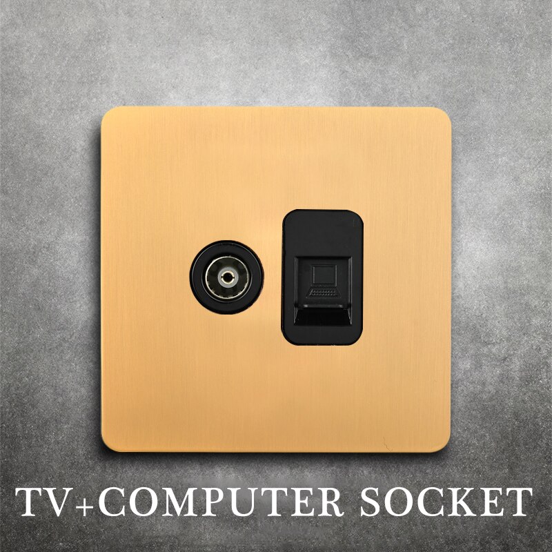 Messing vægkontakt, vintage vippekontakt 220v 1/2/3/4 gangs .2 vejs 10a vintage retro lysafbrydere kontakt til stuen messing håndtag: Tv og computer