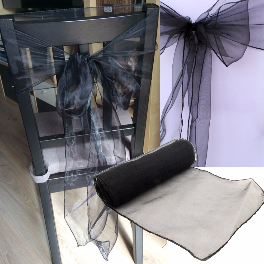 Organza stole skære sløjfe stole skære tyl til bryllup begivenheder & fest banket juledekoration mintgrøn