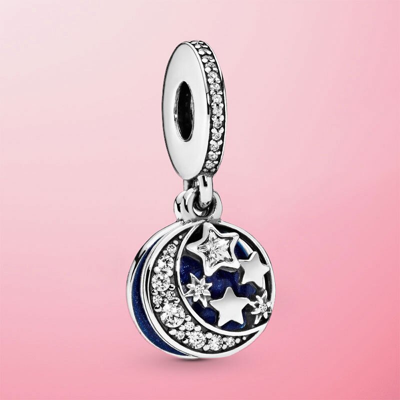 2020 NEW HOT 10 Stili 925 Sterling Silver Ciondola I Branelli di Fascino Fit Originale Pamura Del Braccialetto Del Pendente Della Collana del Regalo Dei Monili: Moon Blue Sky