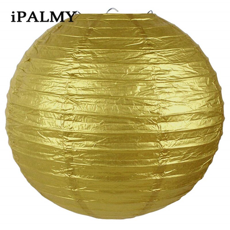 Ipalmay Goud Zwart en Wit Opknoping Ronde Papieren Lantaarns 8-10inch voor Wedding Baby Shower Evenementen Verjaardagsfeestje indoor Outdoor