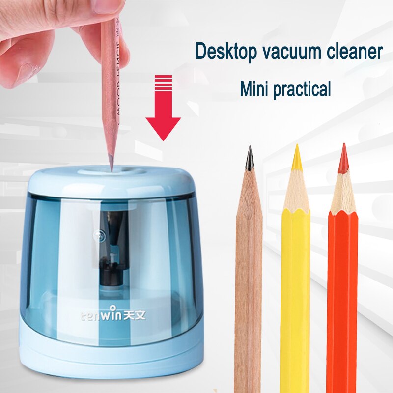 TENWIN Student Pencil Sharpener Electric vertical Blades for Artists Automatic Pencils Cutter Stationery Office School Supplies