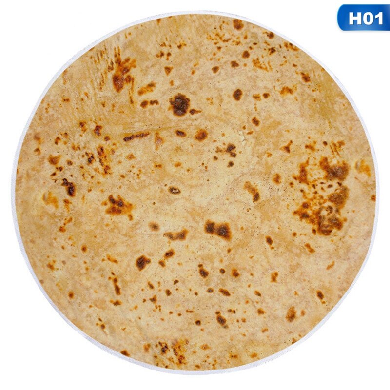 150cm Kreative Burrito Vlies Decke Karikatur Kekse Pizza Runde Werfen Flanell Bett Sofa wickeln Decke für Erwachsene freundlicher Decke: H01