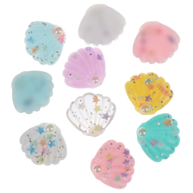 10 st / parti 25*28mm diy glänsande harts abs pärla snäckskal platt bak cabochon diy telefon / hantverk scrapbooking dekoration