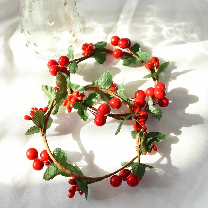 1pc 7/9cm rot Beere murmeln Kranz Kleine Künstliche Pflanze Blume Girlande Weihnachten Dekoration Für Heimat DIY hochzeit Party Dekor