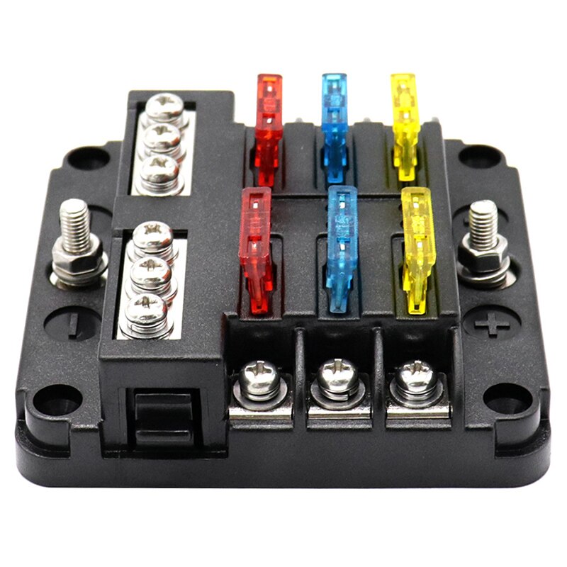 DC 12-32V camión autocaravana barco autobús Bar Bloque de Distribución de Energía barras de doble Busbars caja de fusibles de 6 vías con luces Led 100Amp