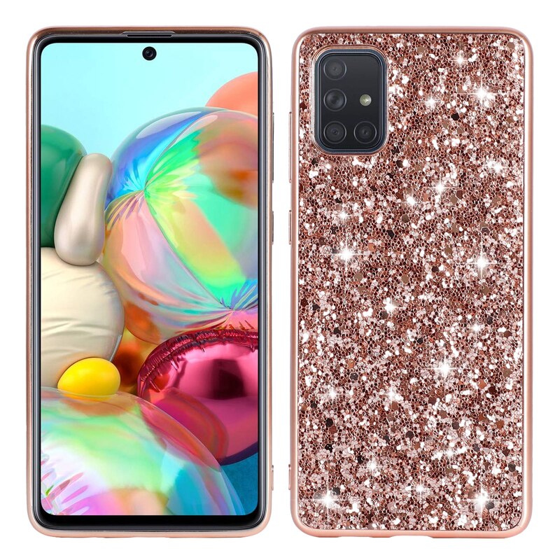 Pour Samsung Galaxy A51 étui Bling diamant paillettes couverture arrière pour Samsung A 51 A71 Anti-chute souple Silicone cadre étuis: Samsung A51 / Rose gold