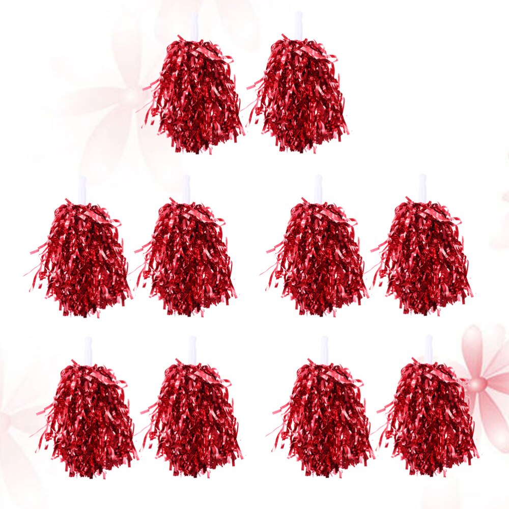 10 Pcs 25g Cheering Balls Squad Spirited Fun Cheerleading Kit Cheer Poms Cheerleaders Supples with Handle for Competitio: Red