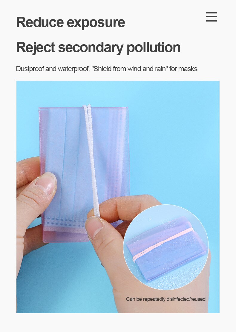10 PCS PP Mask Storage Folder Foldable Temporary Storage Box Portable Plastic Bag Safe Storage Box Unisex Mask Storage Clip