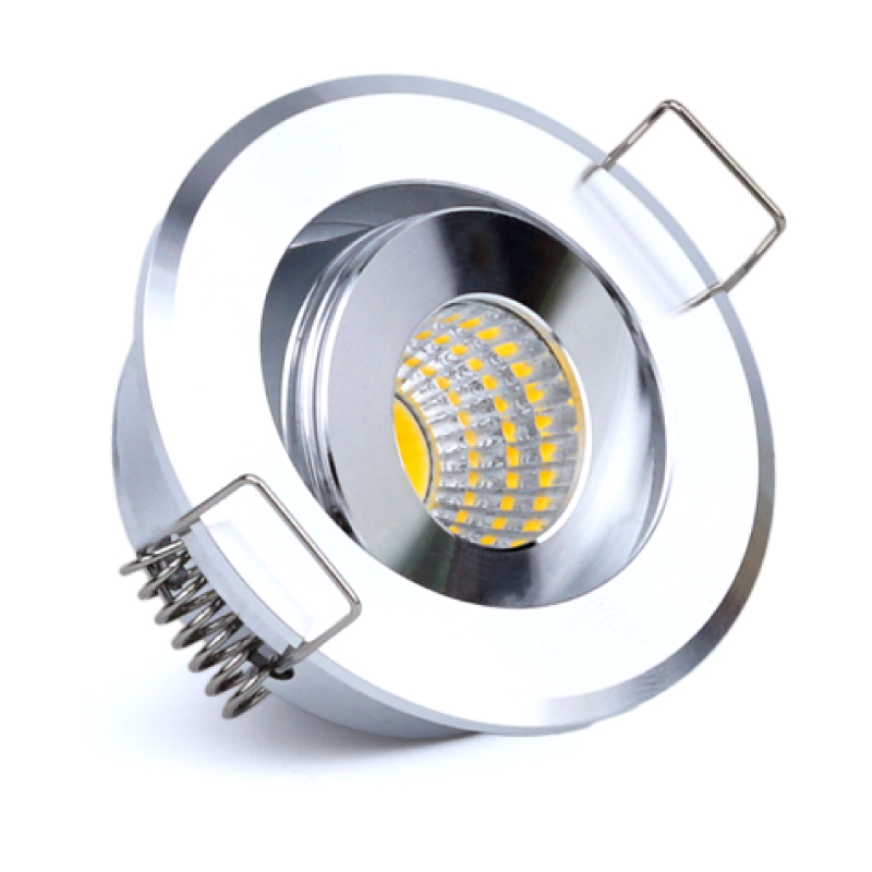 Mini foco Led COB de 5W, luz descendente LED regulable de 230v, pantalla de joyería en miniatura de níquel satinado, lámpara de gabinete con agujero cortado de 40mm