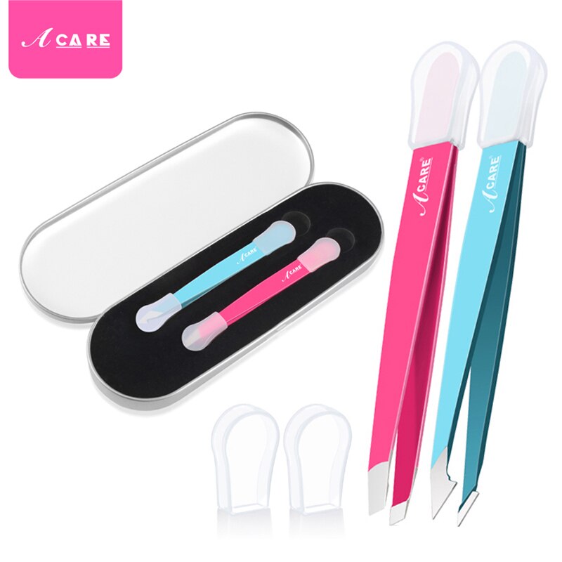 2 Stuks Wenkbrauw Pincet Brood Rvs Professionele Platte Tip Schuine Tip Eye Brow Remover Gezicht Haar Makeup Beauty Tools