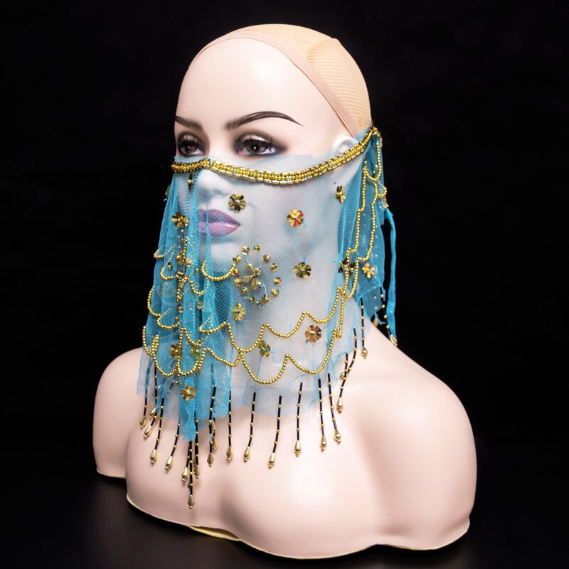 Women Bellydance Face Veil Cheap Indian Belly Dance Face Veil Tribal Belly Dancing Veils 9 Colors Available