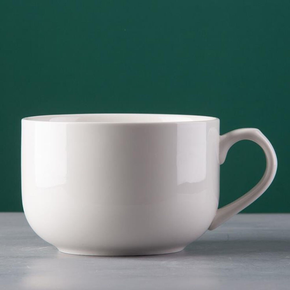 750ml keramisk marmor kaffe krus porcelæn mælk te morgenmad kop korn kop stor kapacitet krus rejse krus med håndtag låg: Hvid