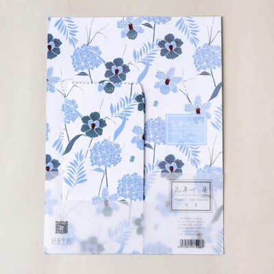 9 sztuk/zestaw 3 koperty + 6 arkuszy papier robić pisania nowość kwiat liść seria koperta na prezent biurowe: 2