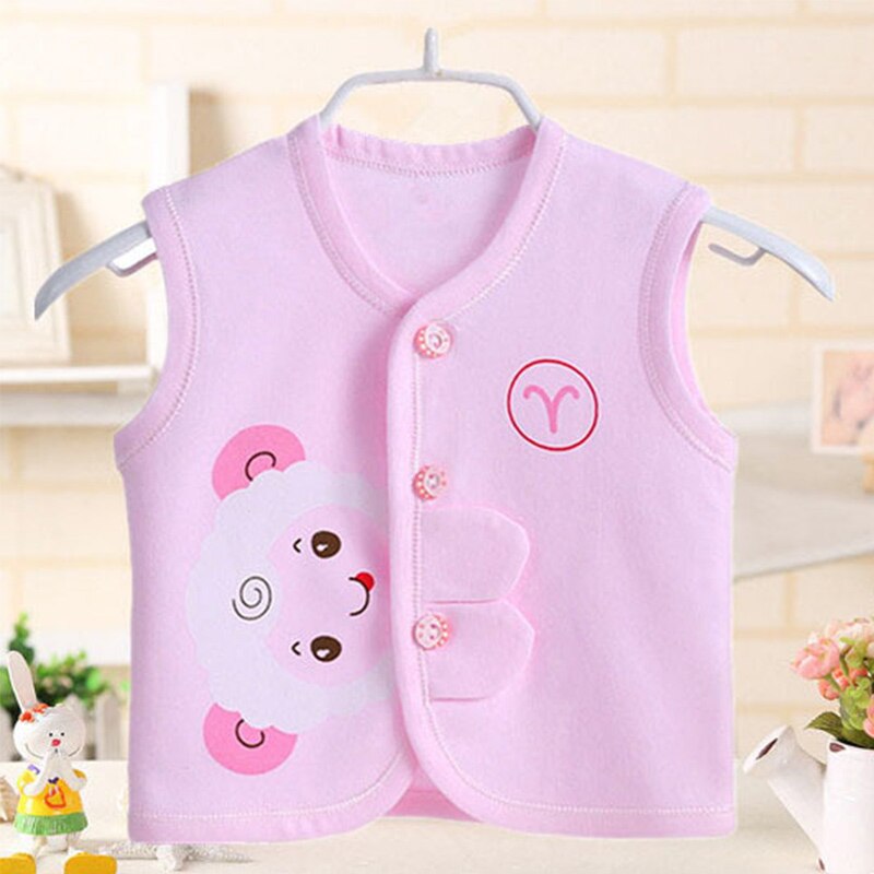Chien Cartoon bébé gilet 100% coton doux infantile gilet confortable bébé garçons filles vêtements v-cou printemps été bébé filles vêtements: Pink Sheep / 9M