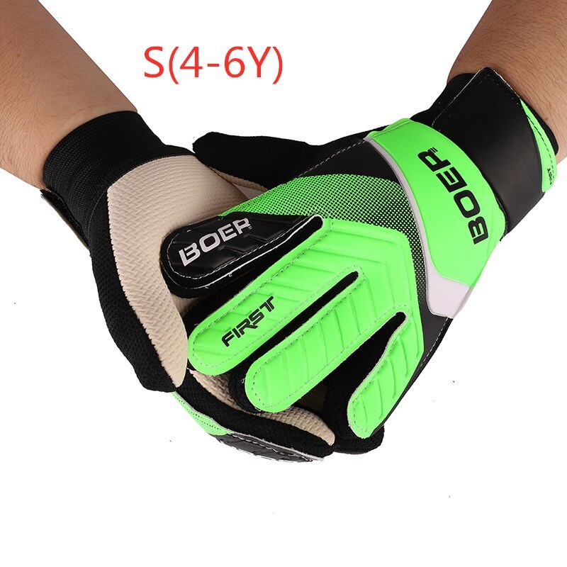 Guanti da portiere a dito pieno ragazzi ragazze gomma antiscivolo polso avvolgere calcio abbigliamento da calcio per bambini guanti da calcio: Green S(4-6Y)